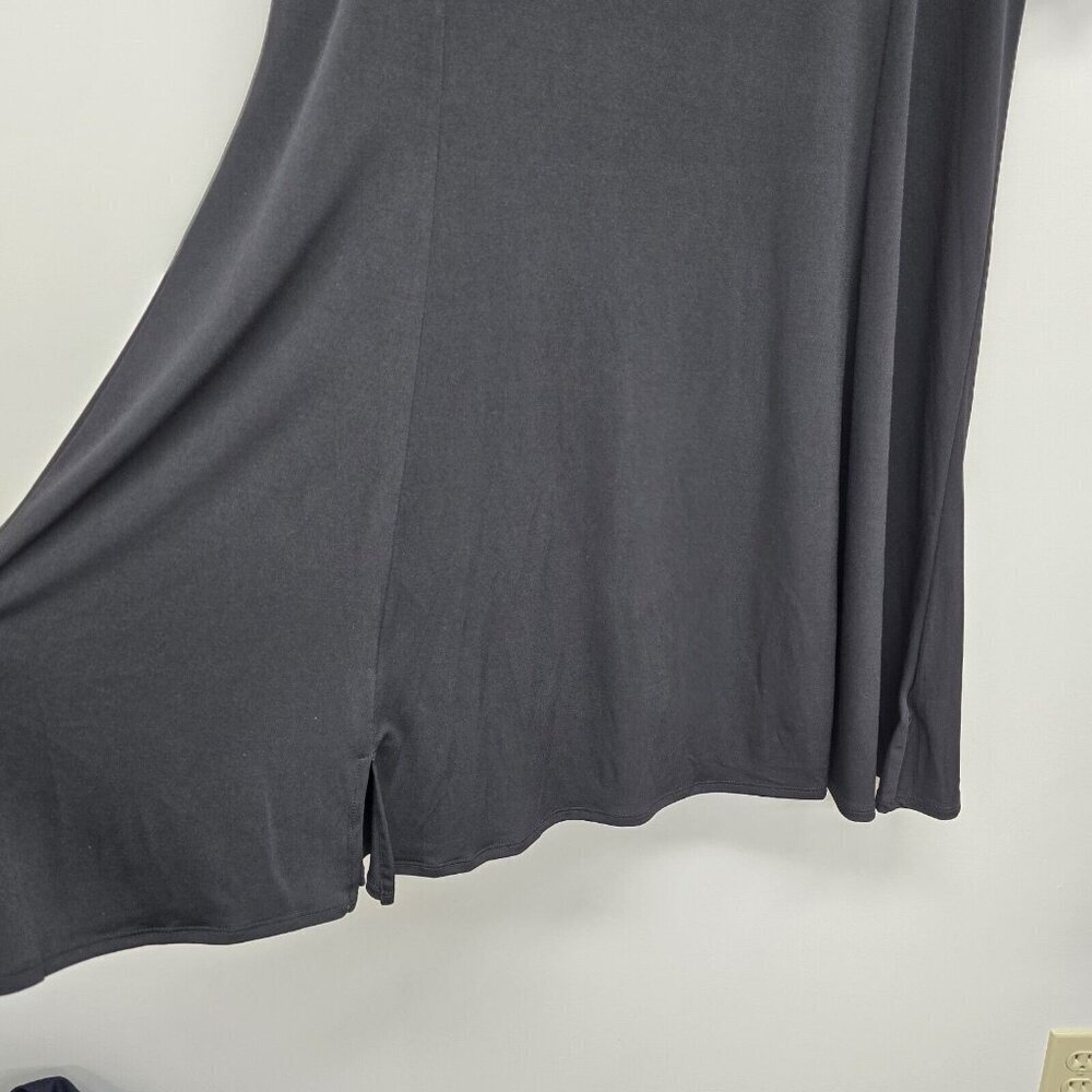 Susan Graver Classic Black Liquid Knit Dress Short Sleeve Size XL Stretch Career - Picture 3 of 8